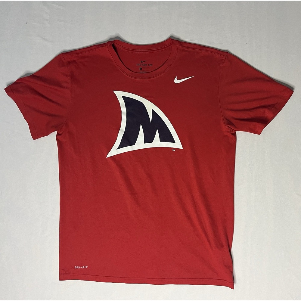 Nike Dri Fit Ole Miss Rebels Landsharks T Shirt Men's Size Large Red Football